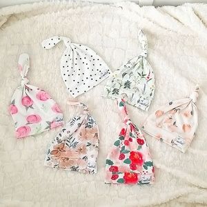 Copper Pearl Baby Girl Top Knot Hats Beanies